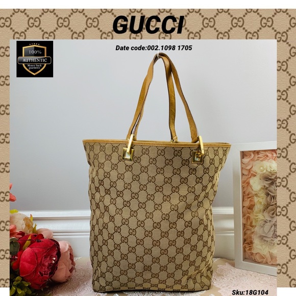 Gucci Handbags - Gucci tote bag handbag brown canvas leather